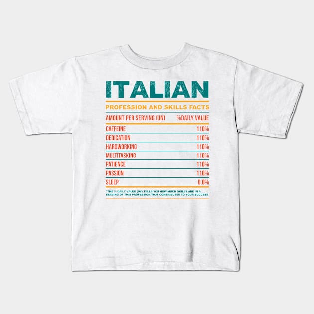 Italian Nutritional Values Kids T-Shirt by neodhlamini